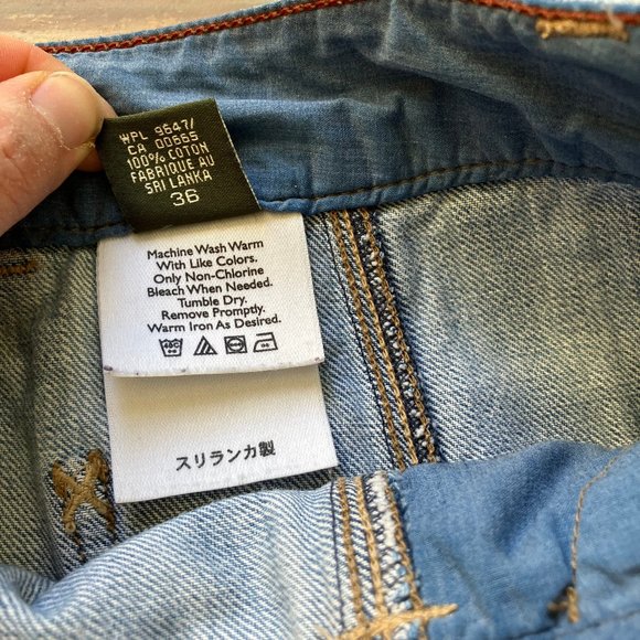 Eddie Bauer Button Front Knee Length Denim Skirt with Pockets - Picture 4 of 6